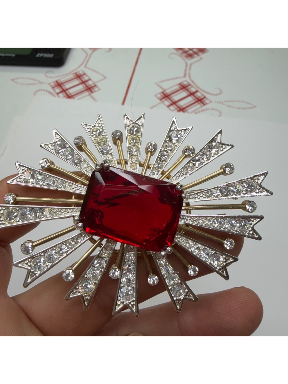 Kenneth Jay Lane starburst brooch vintage